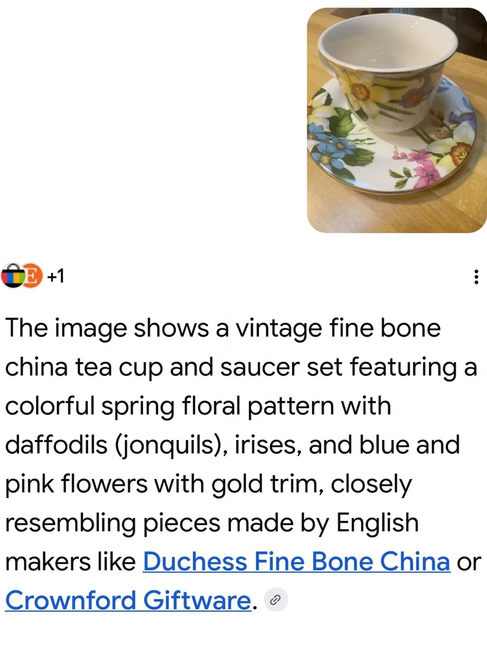 #3062**Floral Tea Cup & Saucer in Multicolor